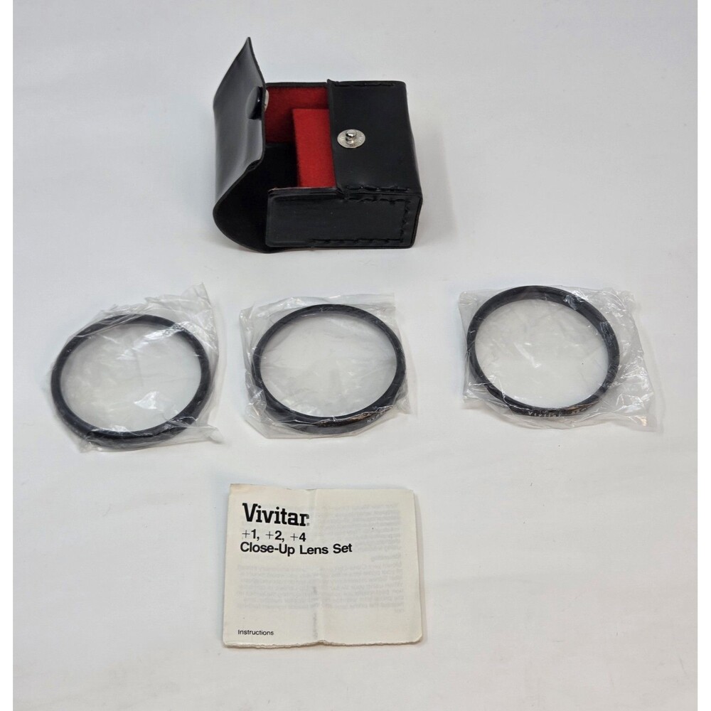 Vivitar 55mm Close-Up Lens Filter Set +1 +2 +4 Macro Japan Case Instructions